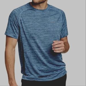 Eddie Bauer Men's FreeDry® Blue Performance Crew Short Sleeve Shirt